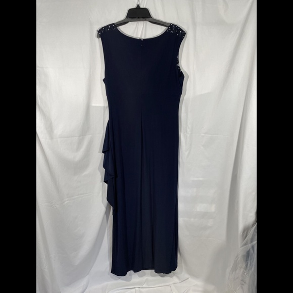 NEW‎ Alex Evenings [ 16 ] Embroidered Side Ruched Gown in Navy Blue - Picture 10 of 12